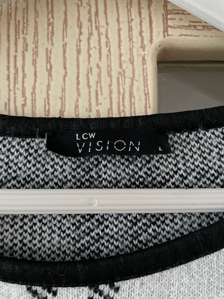 Gri Kareli Uzun Kollu Kadın Kazak - Görsel 4