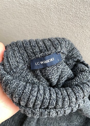 Gri Triko Boğazlı Kazak - Görsel 5