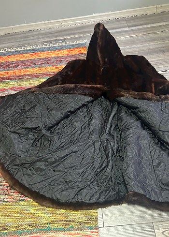 Kahverengi Uzun Suni Kürk Kadın Kaban - Görsel 6