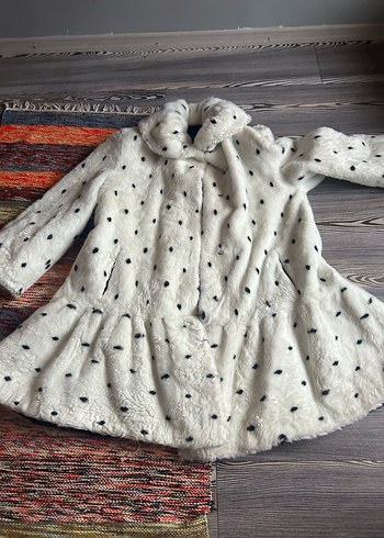 Kadın Puantiyeli Uzun Yapay Kürk Mont - Görsel 3