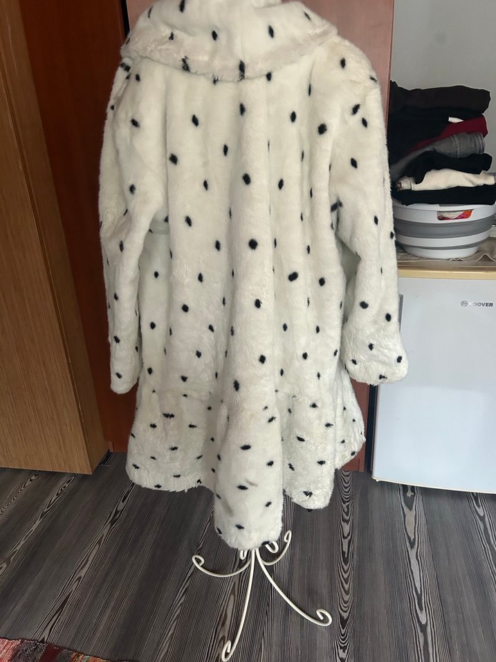 Kadın Puantiyeli Uzun Yapay Kürk Mont - Görsel 2