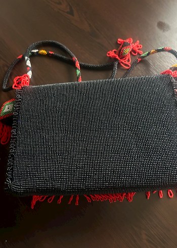 Boncuk İşlemeli Bohem Kadın Örgü Çanta - Görsel 2