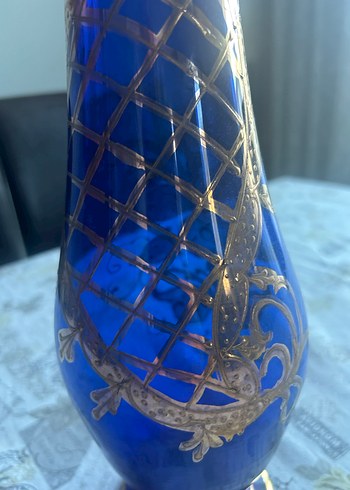 Koyu Mavi Vintage Dekoratif Vazo - Görsel 2