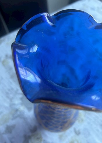 Koyu Mavi Vintage Dekoratif Vazo - Görsel 3