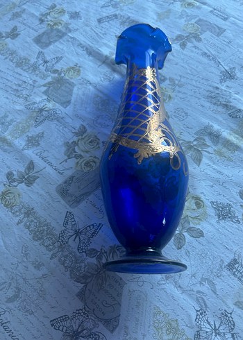 Koyu Mavi Vintage Dekoratif Vazo - Görsel 4