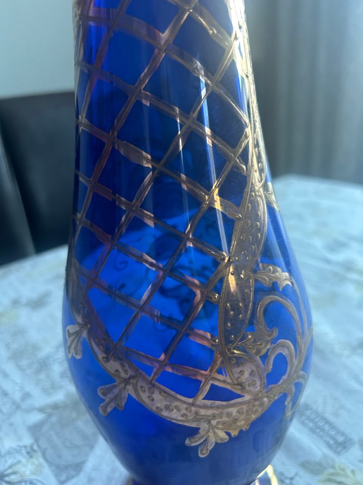 Koyu Mavi Vintage Dekoratif Vazo - Görsel 2