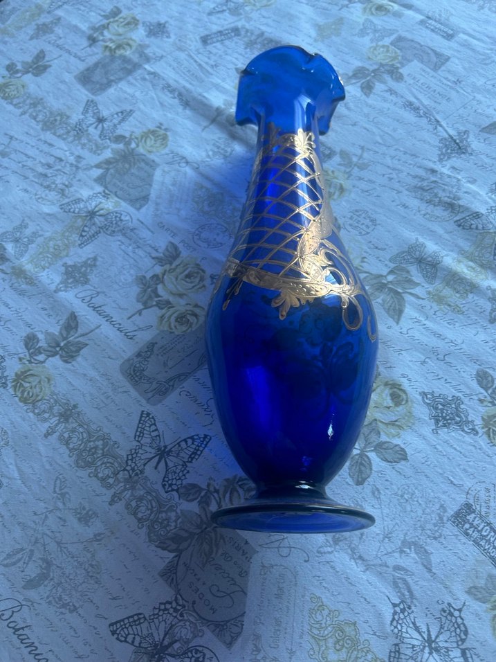 Koyu Mavi Vintage Dekoratif Vazo - Görsel 4