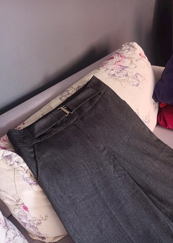 42 Beden Gri Kemerli Kadın Denim Pantolon
