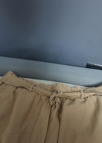 40 Beden Kadın Bej Keten Mini Rahat şort