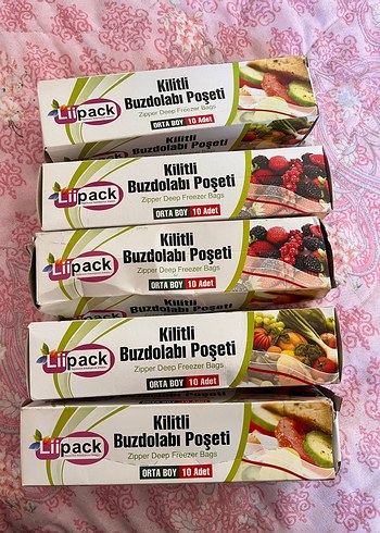 Liipack Kilitli Buzdolabı Poşeti 10'lu Orta Boy