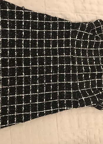 Mango Siyah Ekoseli Triko Mini Elbise - Görsel 2