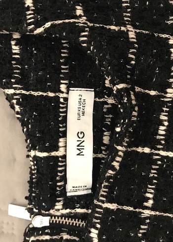 Mango Siyah Ekoseli Triko Mini Elbise - Görsel 3