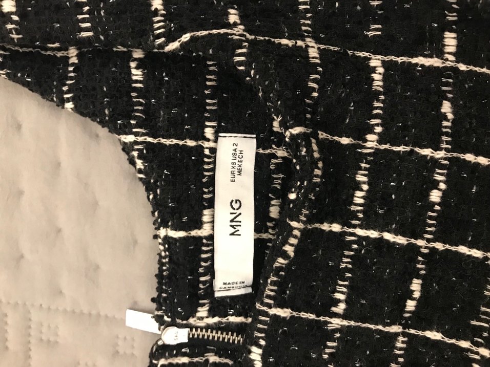 Mango Siyah Ekoseli Triko Mini Elbise - Görsel 3