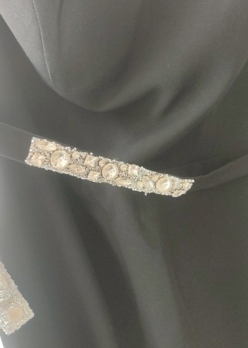 Siyah Straplez Uzun Abiye Elbise - Görsel 5