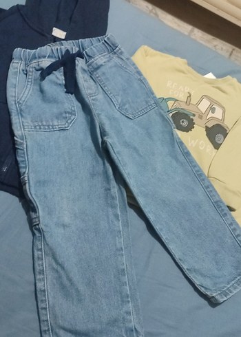 Kapüşonlu Bebek Erkek Kot Takımı - Görsel 5