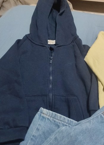 Kapüşonlu Bebek Erkek Kot Takımı - Görsel 2