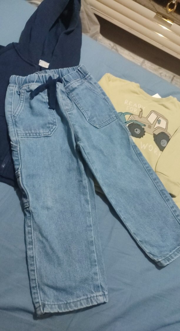 Kapüşonlu Bebek Erkek Kot Takımı - Görsel 5