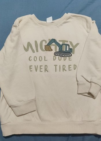 Pamuklu Erkek Çocuk Beyaz Baskılı Sweatshirt - Görsel 3