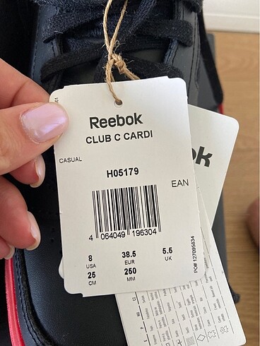 38,5 Beden siyah Renk Reebok Club C Cardi B
