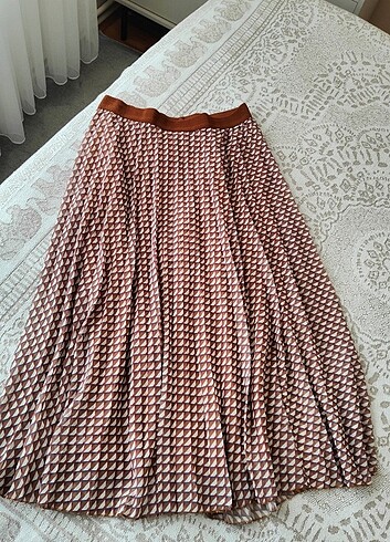 Şifon desenli tesettür etek kazayağı desen