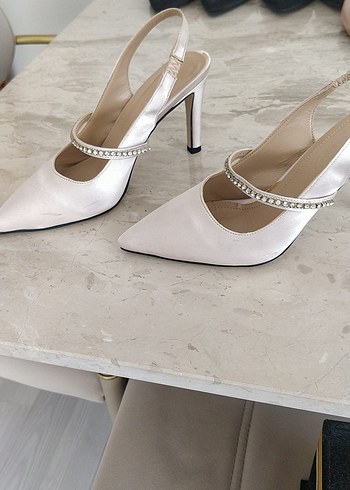 Diğer Pudra Stiletto Topuklu Kadın Abiye Ayakkabı