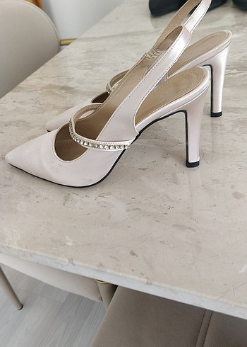 35 Beden Pudra Stiletto Topuklu Kadın Abiye Ayakkabı