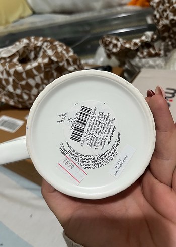 Starbucks Beyaz Gri Dokulu Seramik Kupa - Görsel 3