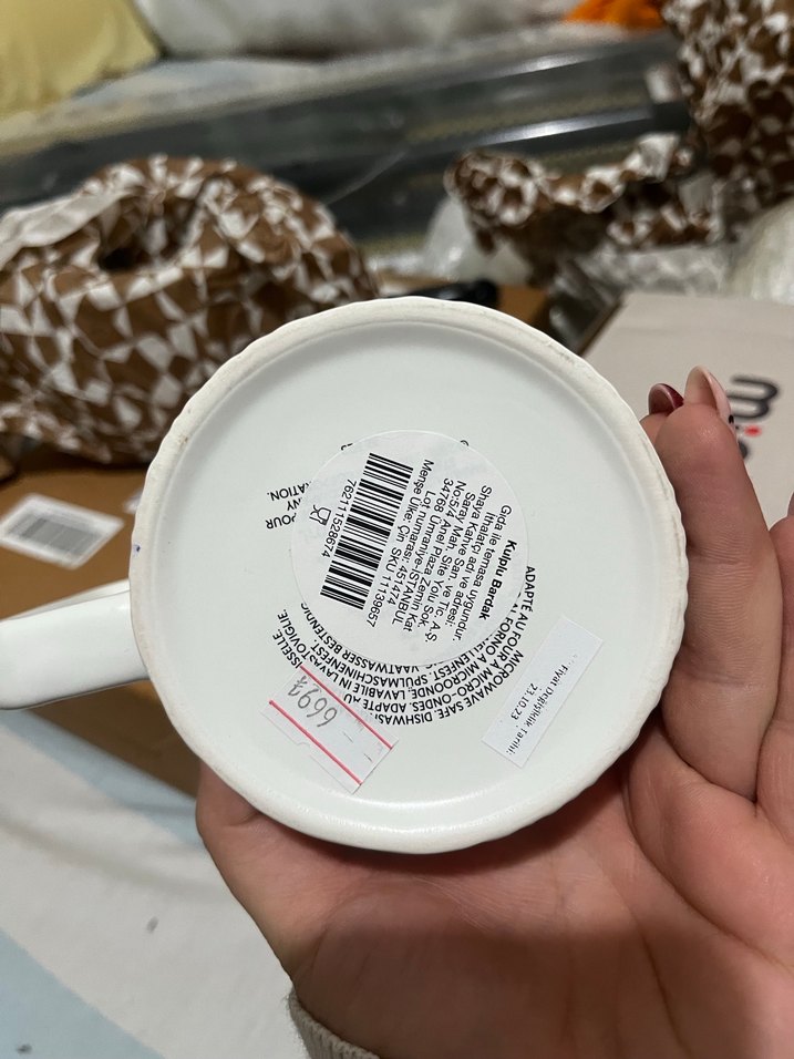 Starbucks Beyaz Gri Dokulu Seramik Kupa - Görsel 3