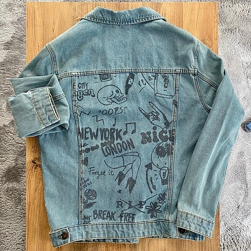 Jack & Jones Erkek Mavi Kot Ceket L Beden