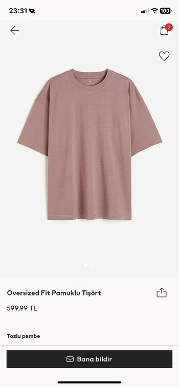 H&M Oversized Fit T-shirt XL Tozlu Pembe