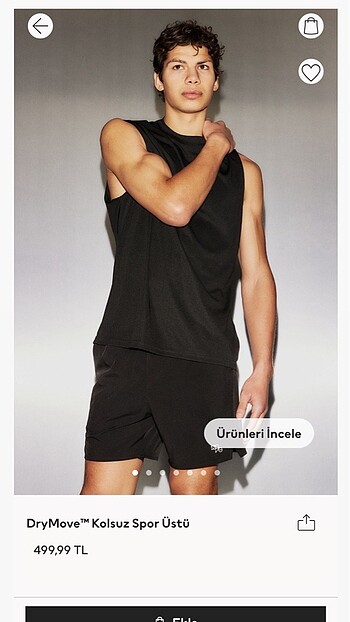 H&M Spor Üst Dry Move Siyah XL