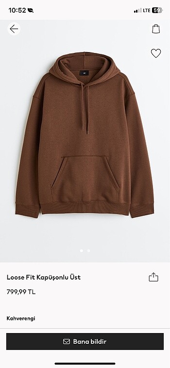 H&M Relaxed Fit Sweatshirt Kahverengi L