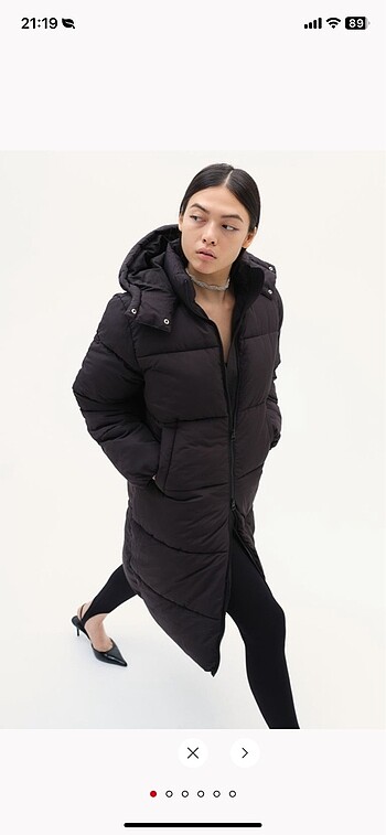 m Beden H&M Uzun Pofuduk Mont Siyah XL