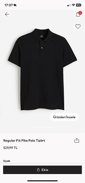 H&M Regular Fit Polo Yaka T-shirt XL