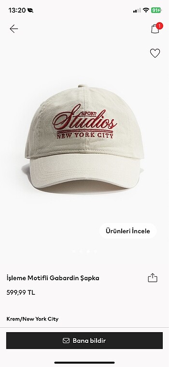 H&M New York City Şapka Krem M/L