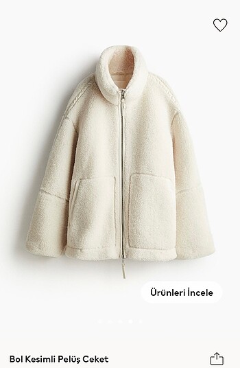 H&M Peluş Ceket Oversize Krem Small