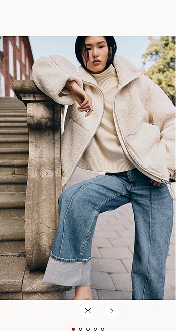 s Beden beyaz Renk H&M Peluş Ceket Oversize Krem Small