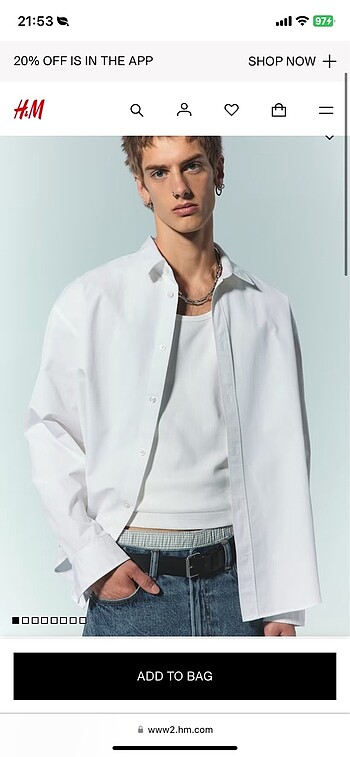 H&M Loose Fit Beyaz Gömlek XL