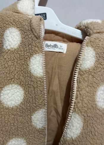 Bebetto Kız Çocuk Kahverengi Puantiyeli Peluş Mont