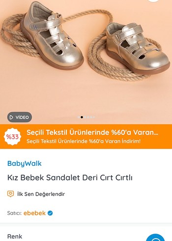 Kız Bebek Altın Renkli Tokalı Sandalet - Görsel 2