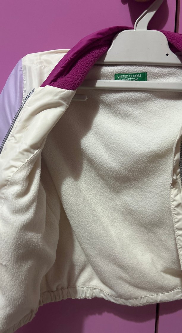 Kız Çocuk Fermuarlı Beyaz Ceket - Görsel 2