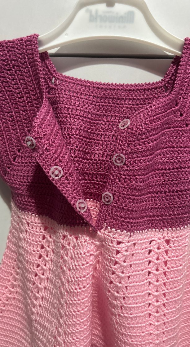 Kız Çocuk Pembe Örgü Bohem Elbise - Görsel 3