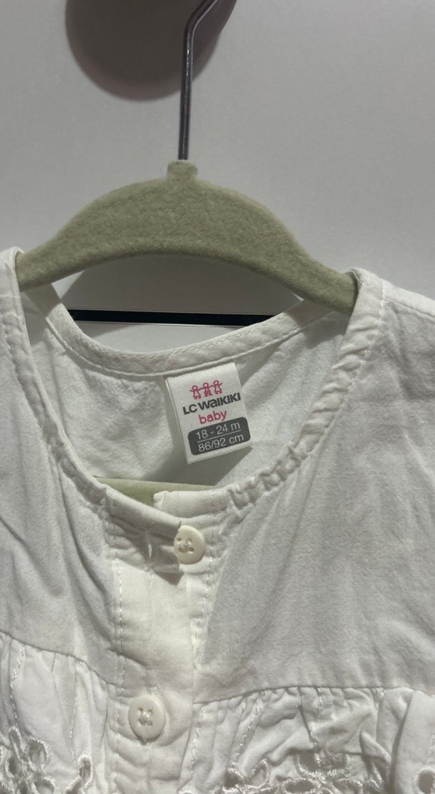 Kız Çocuk Beyaz Bohem Nakışlı Keten Gömlek - Görsel 2