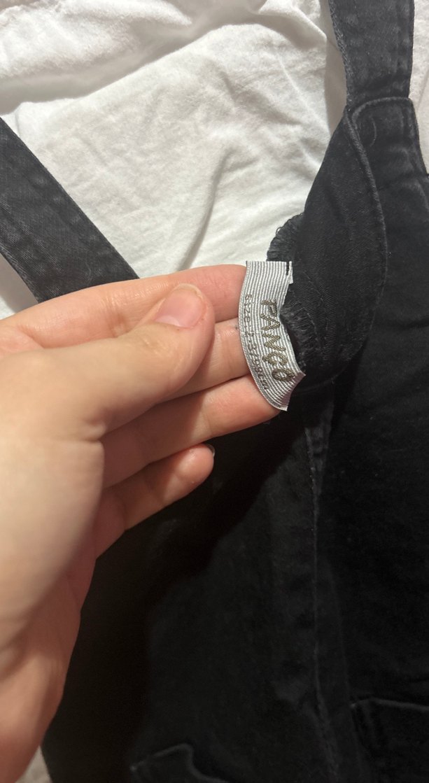 Kızlar için Siyah Düğmeli Kot Salopet - Görsel 3