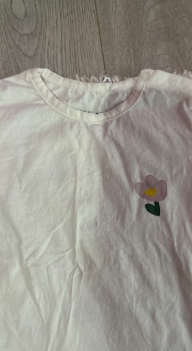 Beyaz Kız Çocuk Kısa Kollu Baskılı Tişört - Görsel 3