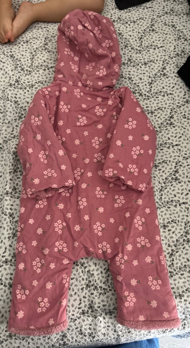 Pembe Çiçek Desenli Bebek Tulumu - Görsel 3