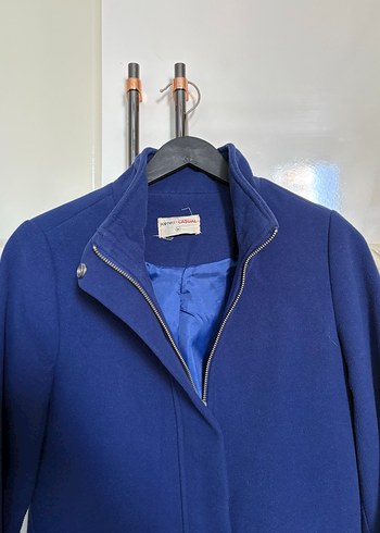 Lacivert Düz Kesim Kadın Kaban - Görsel 2