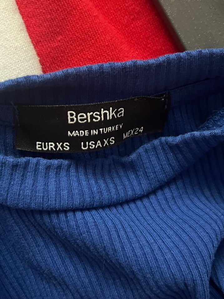 Bershka Modern Mavi Fitilli Crop Bluz — görsel 2/3