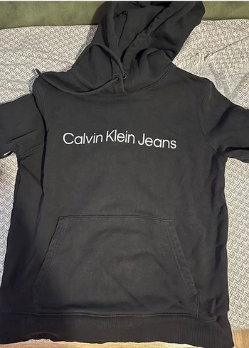 Calvin Klein Jeans Siyah Kapusonlu Sweatshirt