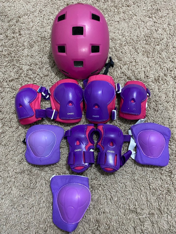 Decathlon paten koruyucu ve kask Mor ve Pembe Kız set - Görsel 3